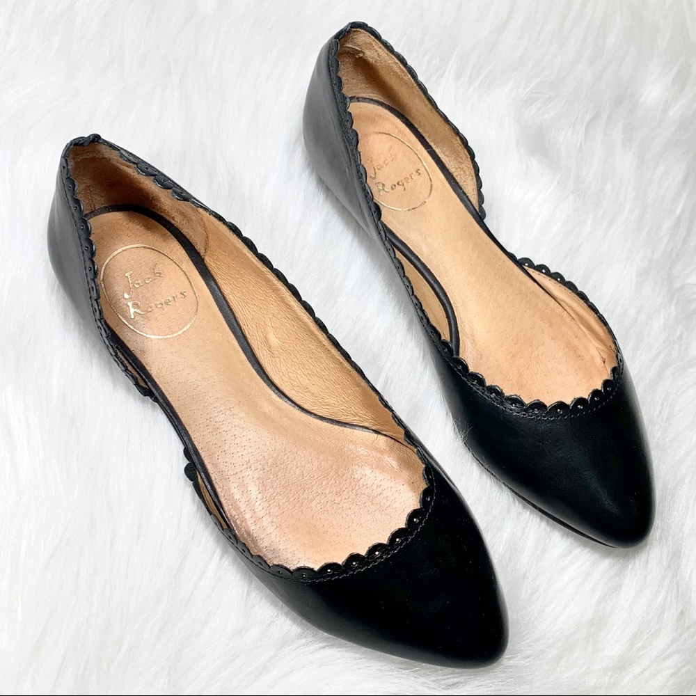 SOLD-Jack Rogers Leather Scalloped Ballet Flats - Picture 1 of 8